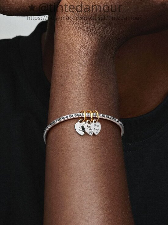 Pandora Two-tone Splittable Friendship Triple Dangle Charm|Two-tone - Picture 2 of 2